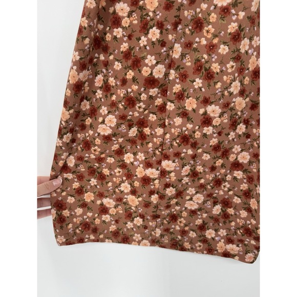 Boho Floral Milkmaid Mini Dress Small Short Sleeve Fall Stretch Bodycon Babydoll - Picture 6 of 10